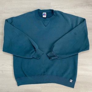 Vintage Russell Blank Teal Green Crewneck Sweater